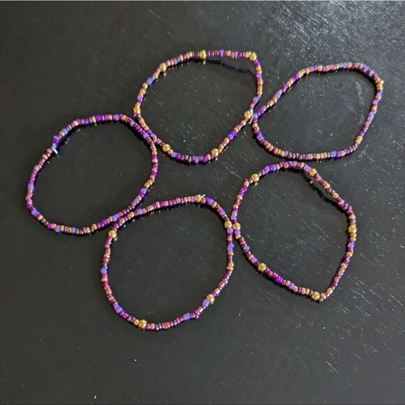 Purple Beaded Bracelets Set - Picture 5 of 6